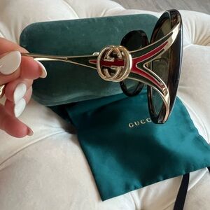 Gucci Brown Sunglasses with Gold Accents